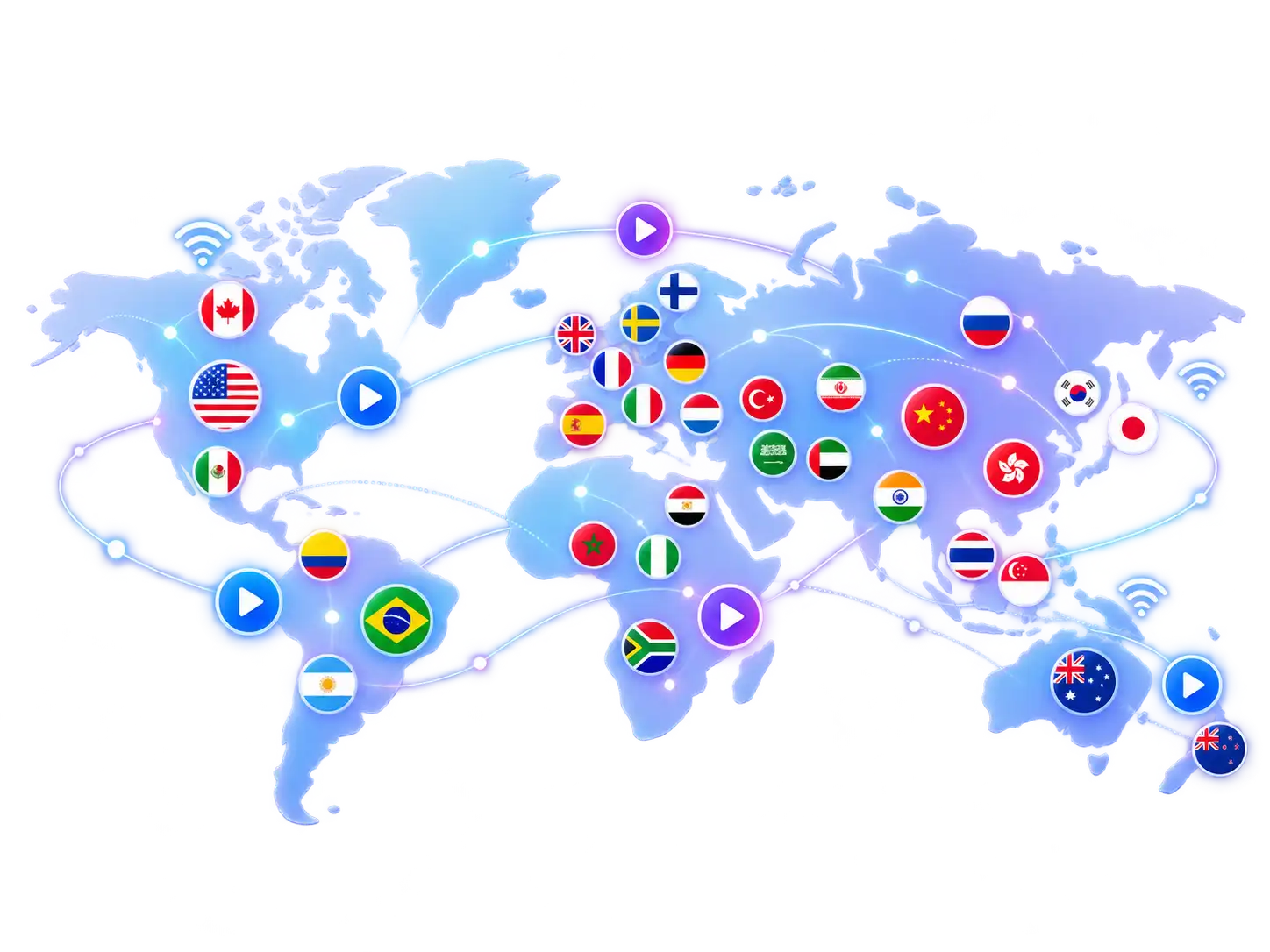 Maple IPTV channel world map and device spread